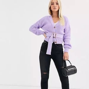 Missguided Lavender Belted Cardigan